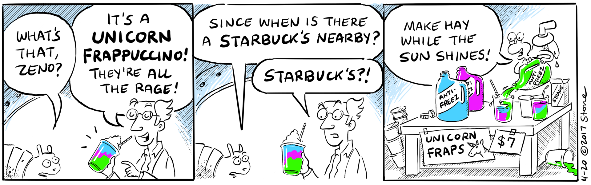 U-Gene tries to take on Starbucks Unicorn Frappuccino business, but instead ends up vomiting rainbows.